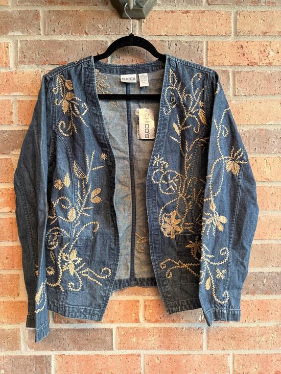 Chico's Jackets & Blazers - Chico's Jean Embroidered Jacket Size 1 Medium NWT